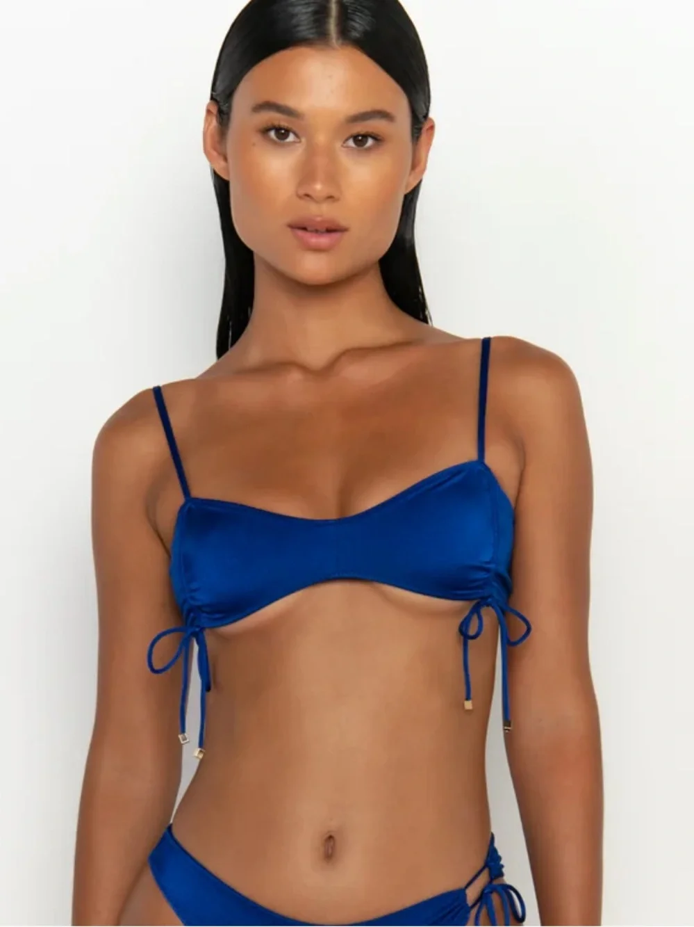 SOMMER SWIM SZ S WORN 1X BEA MALTESE BRALETTE BIKINI TOP & STRING BOTTOM blue - Picture 2 of 16
